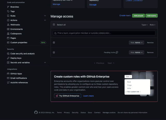 Enterprise Upsell hover